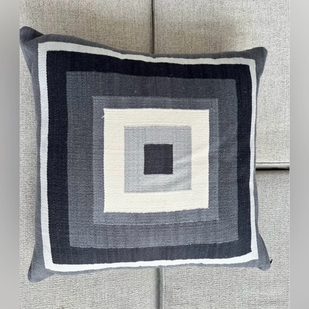 4 Large Jonathan Adler Geometric Decorative Pillow Covers Wool Reversible